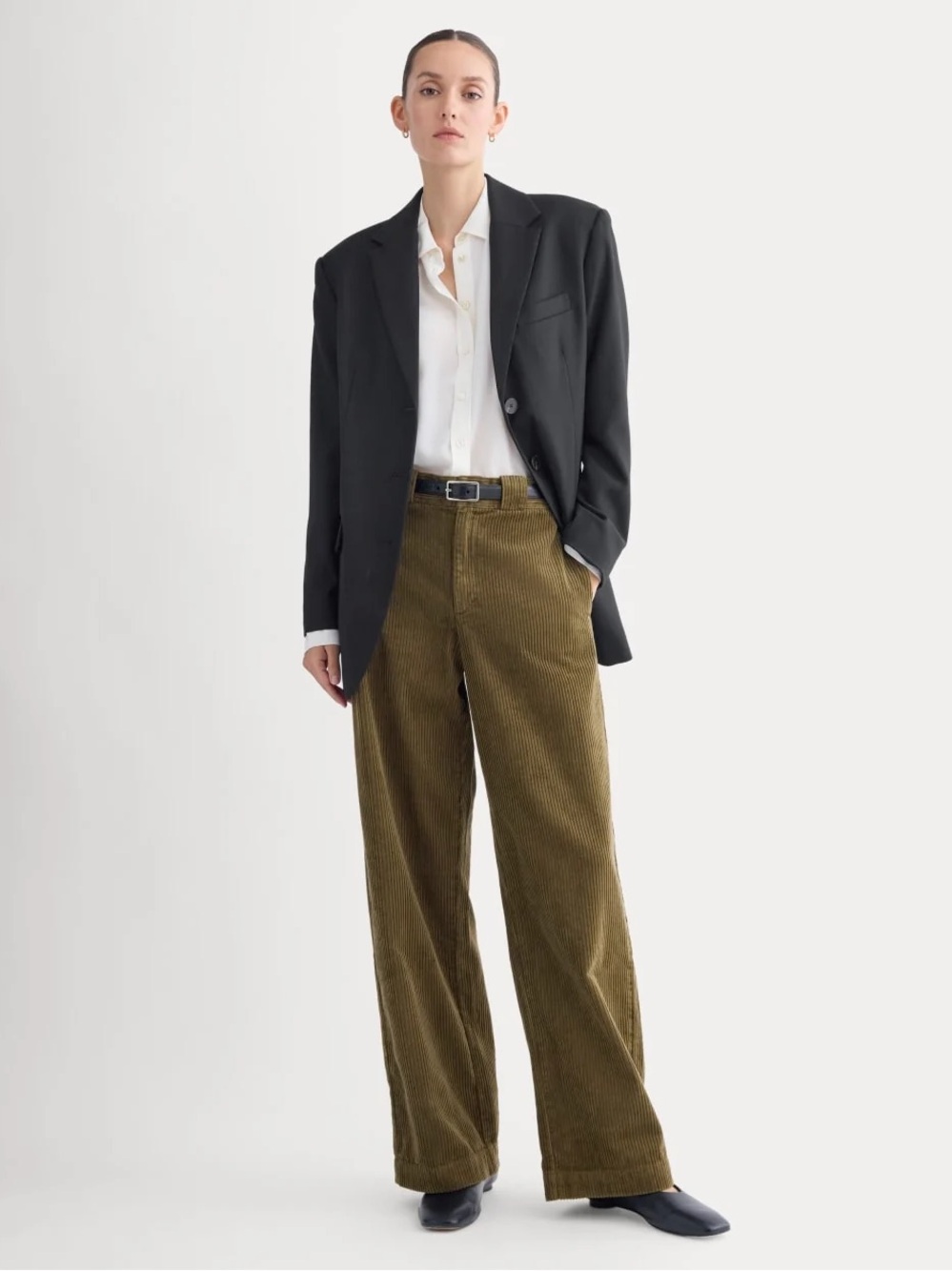 Everlane Corduroy Wide-Leg Trouser Olive Beech Size 14 NWOT